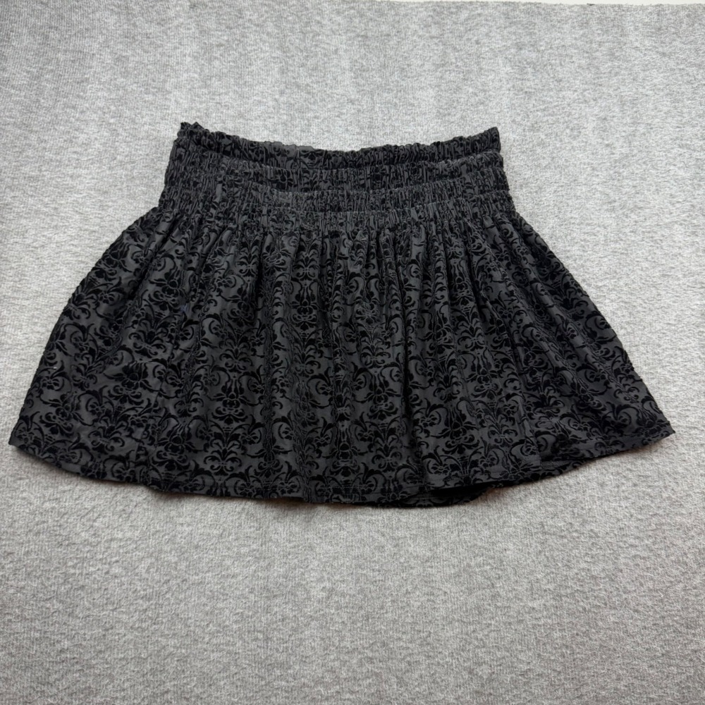 Kimchi Blue Black Mini Skirt with Textured Floral Burnout